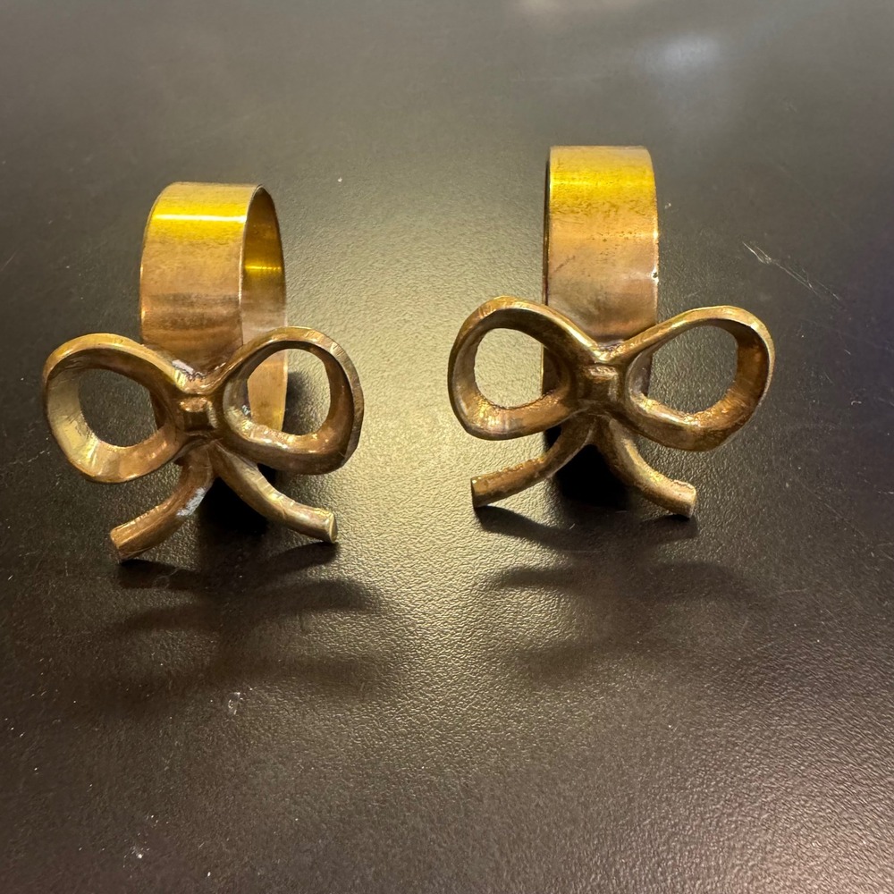 Liards Ltd Napkin Rings Set of 2 Gold Brass Bow Vintage India Home Decor